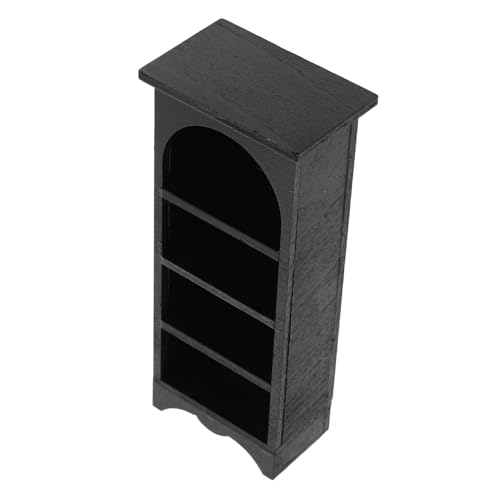 Toddmomy Miniatur Bücherregal Maßstab Schwarzes Holz Bücherregal Europäischer Stil Miniatur Möbel für Puppenhaus Bjd Szenen Dekoration Kompakte Funktionalität Micro-Szene Zubehör von Toddmomy