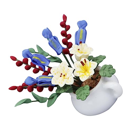 Toddmomy Miniatur Dekopflanzen aus Harz Realistische Mini Pflanzen für Puppenhäuser Weiße Töpfe Verarbeitung Dekorative Miniatur Bonsai für DIY Miniaturlandschaften und Puppenzubehör von Toddmomy