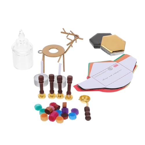 Toddmomy Miniatur Feuerlack Siegelstempel Set Weihnachtsmotiv Vielseitig Für Briefversiegelung DIY Basteln Puppenhaus Dekoration Robust Und Kompakt von Toddmomy