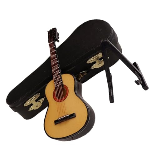 Toddmomy Miniatur Gitarre Modell mit Ständer und Koffer Realistische Holzgitarre als Puppenhaus Dekoration Mini Instrument Deko für Zuhause Langlebiges Gitarrenmodell für Sammler und Toddmomy Miniatur Gitarre Modell mit Ständer und Koffer Realistische Holzgitarre als Puppenhaus Dekoration Mini Instrument Deko für Zuhause Langlebiges Gitarrenmodell für Sammler und von Toddmomy