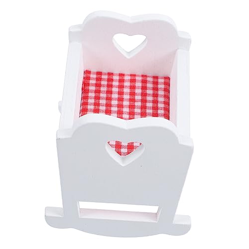 Toddmomy Miniatur Holz Babybett Weiß Puppenhaus Möbel Schaukelbett Kinderbett Deko Realistisches Leichtes Modell für Mini Haus Dekoration und Kreatives Robust und Kompakt von Toddmomy