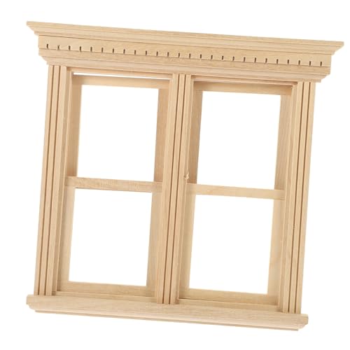 Toddmomy Miniatur Holzfensterrahmen Handgefertigtes Puppenhaus Zubehör Detailreiches Mini Möbelset für Schlafzimmer und Küche Dekoratives Holz Modell für Miniaturhäuser von Toddmomy