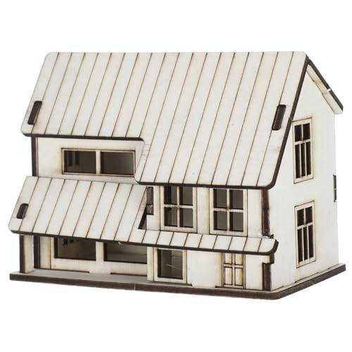 Toddmomy Miniatur Holzhaus Bausatz Beige Fertiges DIY Modell Puppenhaus Statue Vielseitig für Sandkastenszenen Mikrogärten und Wohnraumdekoration Langlebiges Holzkunstwerk von Toddmomy