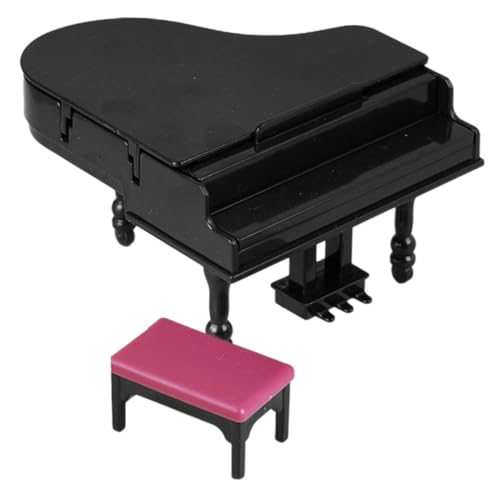 Toddmomy Miniatur Klavier für Puppenhaus Musikinstrument Dekoration mit Hocker und Notenständer Mini Möbel für Dollhouse Charmante Wohnaccessoires von Toddmomy