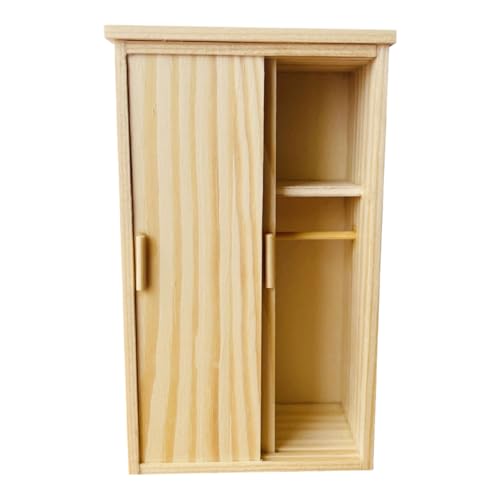Toddmomy Miniatur Kleiderschrank Aus Holz Mini Puppenhauszubehör Miniaturmöbel Puppenschrank Kleiderschrank Für Puppenhaus Ankleide Organizer Hellgelb von Toddmomy