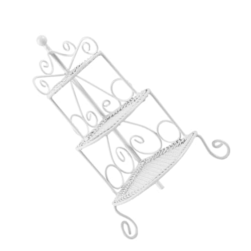 Toddmomy Miniatur Metall Kunst Lagerregal Weiß Stabiles Dreieck Design Glatte Oberfläche Leichtes Puppenhaus Zubehör Kleines Aufbewahrungsmodell für Spielhaus Dekoration von Toddmomy