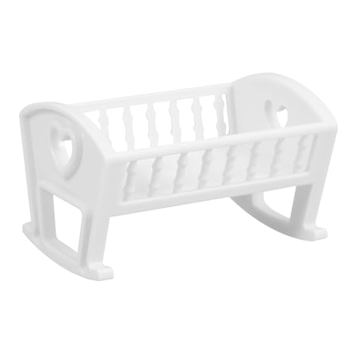 Toddmomy Miniatur Puppenhaus Babybett Weiß Mini Crib Modell Schlafzimmer Möbel Zubehör für Miniatur Schlafzimmerlandschaft von Toddmomy