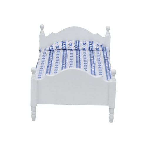 Toddmomy Miniatur Puppenhaus Einzelbett Modell Weiß Detailreich Gefertigte Mini Single Bed Möbel Dekoratives Kleines Bett für Puppenhäuser Realistisches Schlafzimmer Zubehör Leicht und von Toddmomy