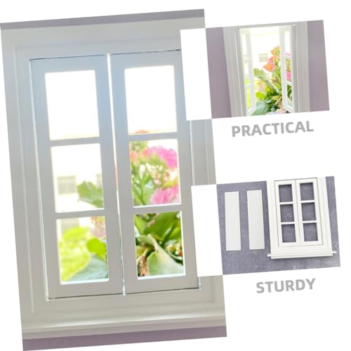 Toddmomy Miniatur Puppenhaus Fenster Weiß Fach Klappbar Holzrahmen Dekoration für Mini Möbel und Garten Detailgetreues Modell für Realistische Miniaturhäuser und Ab Jahren von Toddmomy