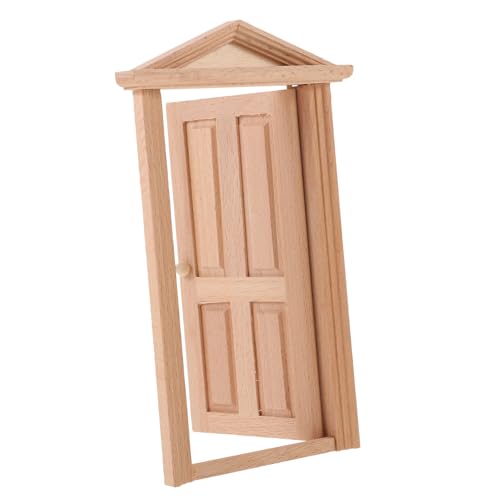 Toddmomy Miniatur Puppenhaus Holztür Unbemalt Realistische Mini Holz Tür mit Griff Handgefertigtes Puppenmöbel Zubehör Detailreiche Simulation für DIY Miniaturhäuser Pädagogisches von Toddmomy