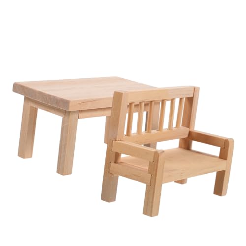 Toddmomy Miniatur Puppenhaus Möbel Tisch Stuhl Holz Miniaturmöbel Realistische Puppenhaus Dekoration Kanten Kreatives für Kinderzimmer von Toddmomy