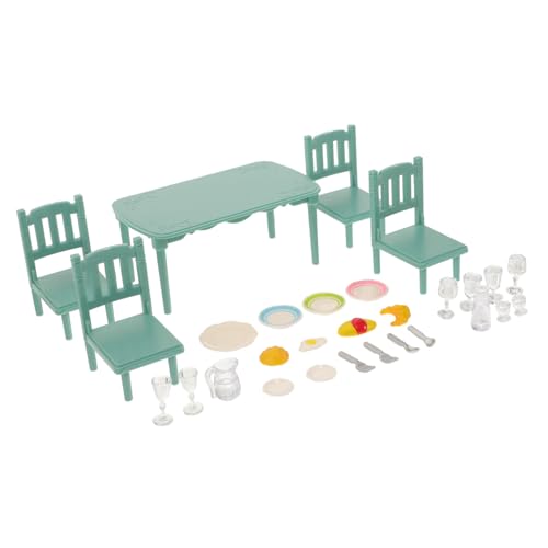 Toddmomy Miniatur Puppenhaus Möbelset Esszimmer mit Tisch und Stühlen Detailreiche Kunststoff Möbel Platzsparendes Design Vielseitig für Puppenhaus Esszimmer Wohnzimmer und Garten Geeignet von Toddmomy