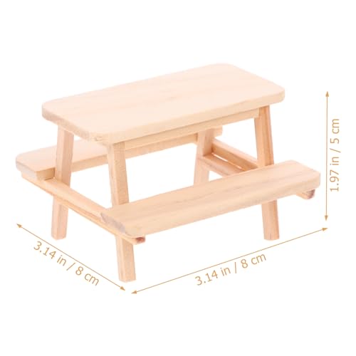 Toddmomy Miniatur Puppenhaus Picknicktisch aus Holz Kleines Möbelmodell mit Natürlicher Textur Detailgetreuer Mini Picknick Tisch für Puppenhaus Dekoration und Kreatives Spiel von Toddmomy