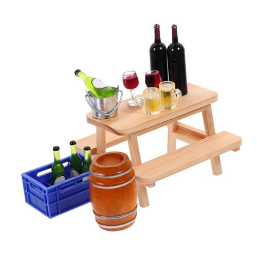 Toddmomy Miniatur Puppenhaus Weinlager Set mit Mini Bierflaschen und Eiswürfel Eimer Realistisches Vintage Modell für Puppenhaus Dekoration und Sammler Detailreiche Miniaturmöbel von Toddmomy
