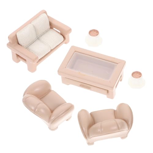 Toddmomy Miniatur Puppenhausmöbel Teilig Detailgetreues Sofa und Tisch Khaki Kleine Möbel für Puppenstube Leicht Platzsparend für Micro Szene Dekoration und von Toddmomy