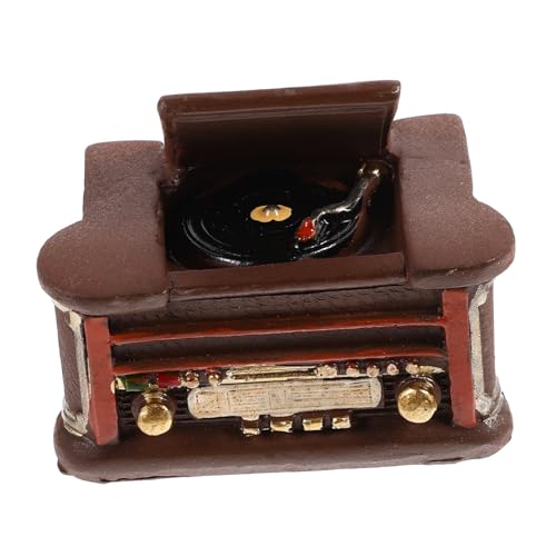 Toddmomy Miniatur Retro Plattenspieler Mini Haus Dekoration Vintage Resin Puppenhaus Zubehör Fotorequisite für Wohnzimmer Schlafzimmer von Toddmomy