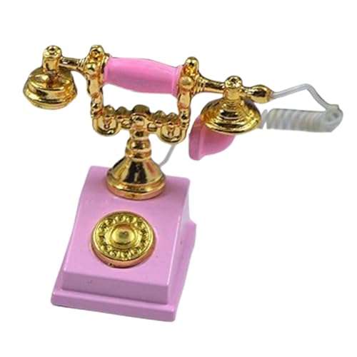 Toddmomy Miniatur Retro Telefon Modell aus Realistische Detailtreue Pädagogisches Kinderspielzeug und Puppenhaus Dekoration Vielseitig Einsetzbar als Miniatur Szene Zubehör Kompakte Rosa von Toddmomy