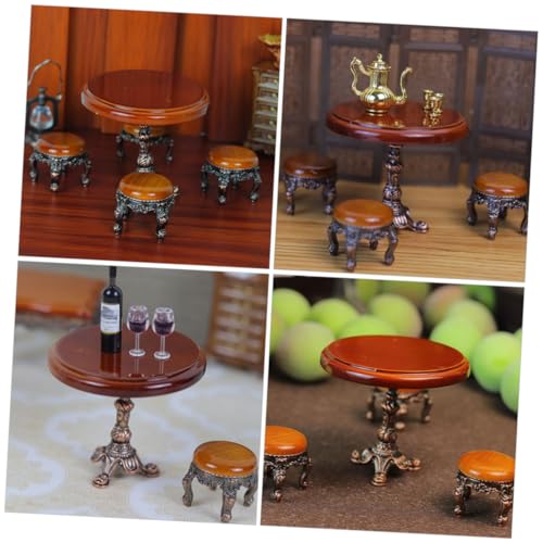 Toddmomy Miniatur Runder Beistelltisch Puppenhaus Möbel Modell Detailgetreues Holz Realistische Miniaturmöbel für Puppenhaus und Kreative Bastelsets von Toddmomy