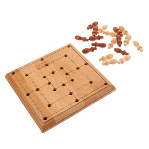 Toddmomy Miniatur Schachspiel aus Bambus Tragbares Pädagogisches Party Schachspiel Kleines Tischspielzeug für Erwachsene Fördert Intelligenz und Gemeinsames von Toddmomy