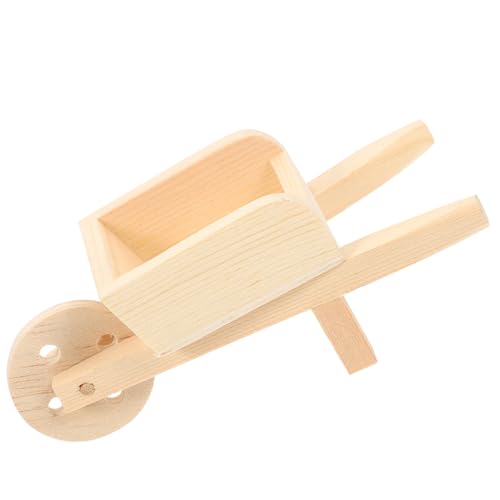 Toddmomy Miniatur Schubkarre aus Holz Detailreiches Mini Cart Modell Lebendige Gartendeko für Puppenhaus Sandtisch und Farmspielzeug Realistische Mini Gartenwagen Figur von Toddmomy