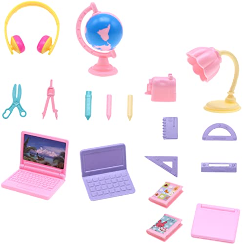 Toddmomy Miniatur Schulzubehör Set Puppenhaus Lernutensilien für Mädchen Mini Computer und Schreibwaren für Rollenspiele und Kreative Dekoration von Toddmomy
