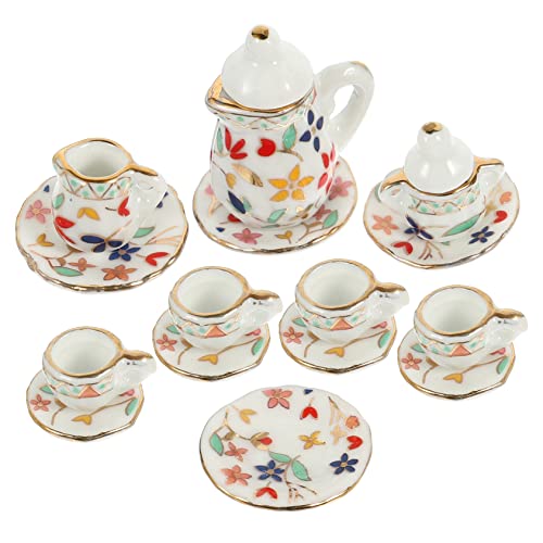 Toddmomy Miniatur Teiliges Puppenhaus Teeset aus Keramik mit Chinesischem Blumenmuster Miniatur Geschirrset für Puppenhaus Zubehör Geeignet für Rollenspiel von Toddmomy