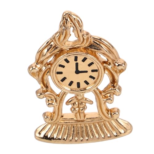 Toddmomy Miniatur Tischuhr Vintage Stil Europäisches Design Miniaturhaus Dekoration Bjd Puppenhaus Accessoire Kleine Metalluhr Goldfarben von Toddmomy