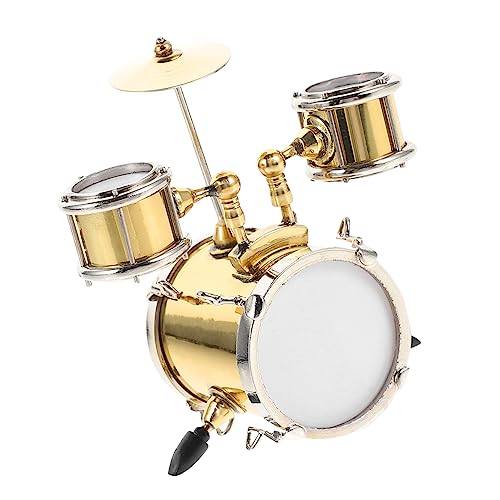 Toddmomy Miniatur Trommel für Puppenhaus Goldene Drum Kit Modell Dekoration für Home Office Kinderzimmer und Schreibtisch Hochwertige Verarbeitung für Musikräume und von Toddmomy