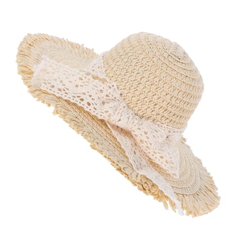 Toddmomy Miniatur Western Strohhut mit Spitze Handgefertigt Charmante Cowboy Hüte für DIY Basteln Haustiere Partydekoration Puppenhaus Beige Kreative Bastelaccessoires von Toddmomy