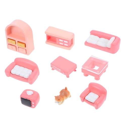 Toddmomy Miniatur Wohnzimmer Möbel Teiliges Puppenhaus Zubehör Rosa Sofa Tv Ständer Kaffeetisch Schrank Kleine Deko für Jungen Mädchen Langlebige Miniatur Deko von Toddmomy