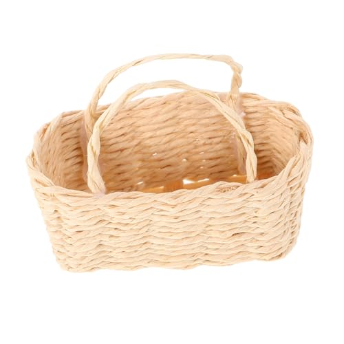 Toddmomy Miniaturkorb aus Rattan für Puppenhaus Kleiner Aufbewahrungskorb für Dekoration Handgefertigter Picknickkorb für Miniaturszenen und Rollenspiele von Toddmomy