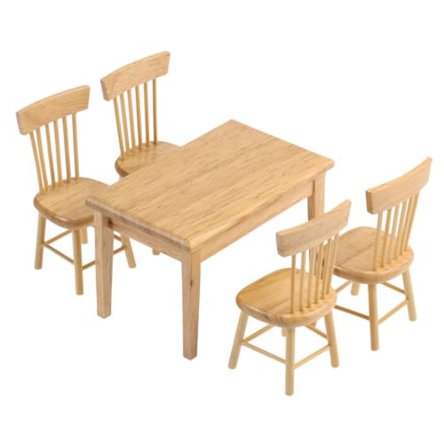 Toddmomy Miniaturmöbel Set für Puppenhaus Teiliges Tisch und Stuhl Set Holzfarbe Dekoratives Zubehör für Miniaturen und Puppenhaus Hochwertige Verarbeitung Langlebig und Realistisch von Toddmomy