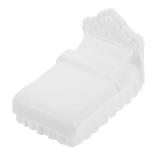 Toddmomy Modell Bett Miniatur-Puppen-doppelbett Puppenhaus-doppelbettmöbel Mini- -doppelbett Mini-möbelmodell Puppenminibett Puppenhaus-doppelbettmodell Plastik von Toddmomy