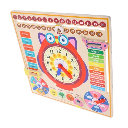 Toddmomy Multifunktionales Lernspielzeug Holz Uhr Lernspiel Wetter Jahreszeiten Kalender Brett Pädagogisch Fördert Logisches Denken und Zeitverständnis für Kleinkinder von Toddmomy