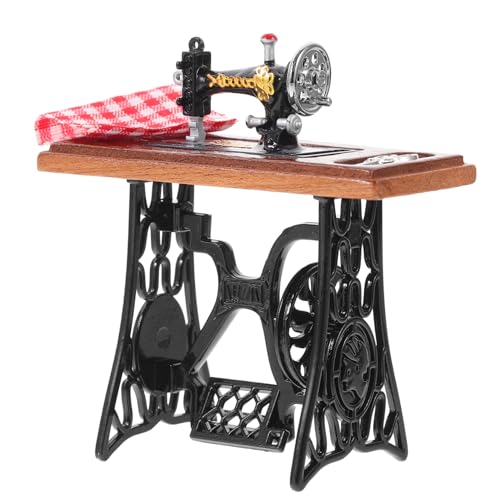 Toddmomy Nähmaschine Im Retro Design Kleine Nähmaschine Für Puppenhaus Dekoration Nostalgisches Zubehör Für Miniaturwelt Kreative DIY Projekte von Toddmomy
