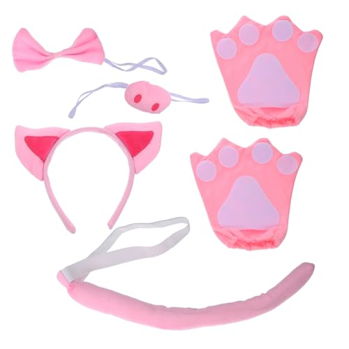 Toddmomy Niedliches Schwein Kostüm mit Cosplay Stirnband Schweineohren Schweinenase Schweineschwanz Schleife und Handschuhen für Halloween Karneval Party und Rollenspiele Toddmomy Niedliches Schwein Kostüm mit Cosplay Stirnband Schweineohren Schweinenase Schweineschwanz Schleife und Handschuhen für Halloween Karneval Party und Rollenspiele von Toddmomy