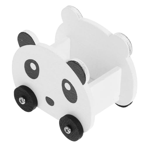 Toddmomy Panda Storage Car Puppenhaus-Aufbewahrungswagen Vintage Puppenhausmöbel Miniatur-Zubehör schubkarre Mini-Trolley dekorativer Puppenwagen Mini House Decor hölzern von Toddmomy