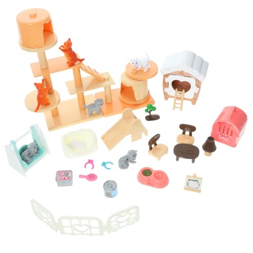 Toddmomy Plastik Katzenfiguren Spielset für Realistisches Katzenspielzeug Fördert Kreativität und Soziale Fähigkeiten Rollenspiel Zubehör für Mädchen und Jungen von Toddmomy