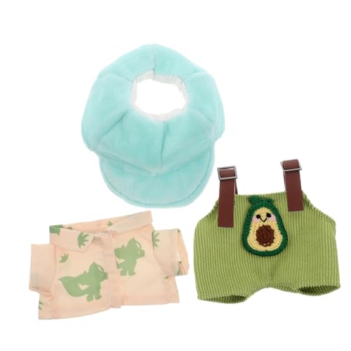 Toddmomy Plüsch Puppenkleidung Avocado Latzhose Kuscheliges Outfit mit Mütze Romper Zubehör Weiche Puppe Geburtstag von Toddmomy