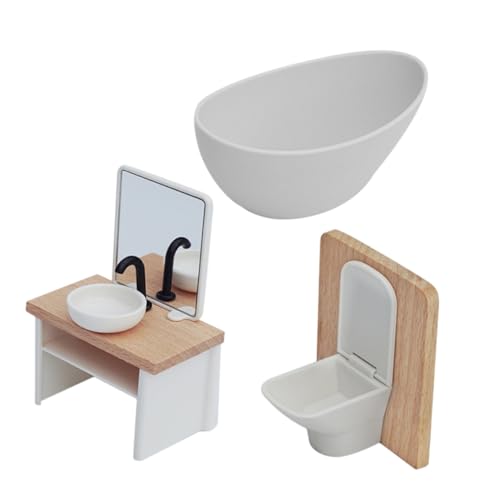 Toddmomy Puppenhaus Badezimmer Realistische Miniatur Dusche Toilette Waschbecken Stabile Kunststoff-Holz Möbel Interaktives für Familienaktivität Toddmomy Puppenhaus Badezimmer Realistische Miniatur Dusche Toilette Waschbecken Stabile Kunststoff-Holz Möbel Interaktives für Familienaktivität von Toddmomy
