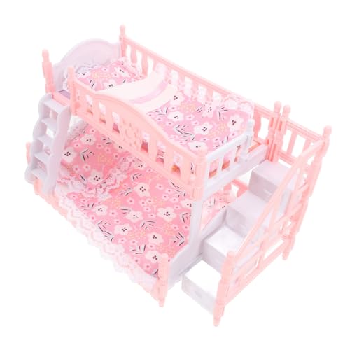 Toddmomy Puppenhaus Etagenbett Set mit Bettwäsche Sets und Kissen Miniatur Hausmöbel für Kreatives Detailreiches Puppenbett Zubehör für Mädchen Ab Jahren von Toddmomy