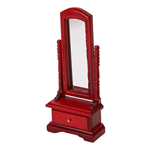Toddmomy Puppenhaus Miniatur Ganzkörperspiegel mit Stauraum Roter Mini Spiegel Zubehör für Puppenhaus Schlafzimmer Dekoration Kleines Modell für DIY Basteln und Hausgestaltung von Toddmomy