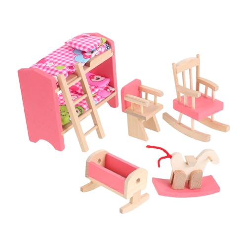 Toddmomy Puppenhaus Möbel Holz Hochbett Miniatur Schlafzimmer Möbel Babybett für Miniaturhaus Zubehör von Toddmomy