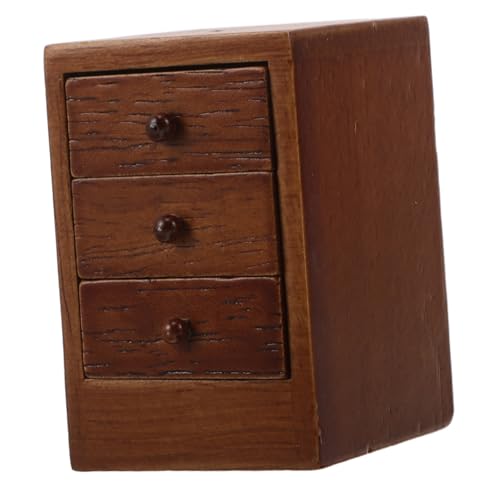 Toddmomy Puppenhaus Möbel Nachttisch aus Robustem Gummibaumholz mit Mini Schlafzimmer Kommode in Warmem Kastanienbraun für Spielhaus Zubehör von Toddmomy