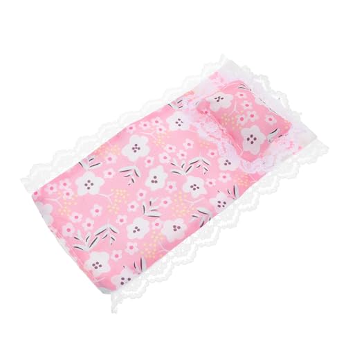 Toddmomy Puppenhausbettwäsche Puppenhauszubehör Doppelte Puppen Miniatursachen Puppenhaus Babybett Puppenstubenteppiche Puppenhausdecke Miniaturbett Puppenstubenregal Puppenhaus-küche Stoff von Toddmomy