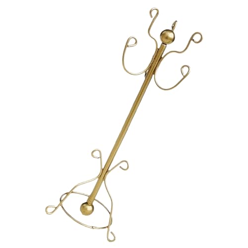 Toddmomy Puppenhauskleidung Rack Dollhouse Tree Stand Mini-Garderobe Miniaturpuppenmöbel Puppenbekleidungsregal Dollhouse Mini Hat Rack Hat Miniatur-hutständer Golden von Toddmomy