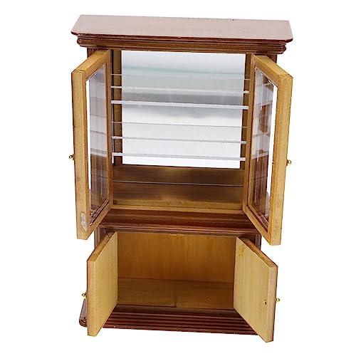 Toddmomy Puppenhausmöbel Kompakter Miniatur Schrank mit Glasfront Miniaturmöbel für Puppenhaus Schlafzimmer und Esszimmer Leicht und Platzsparend Dekoratives Mini Holzdisplay von Toddmomy