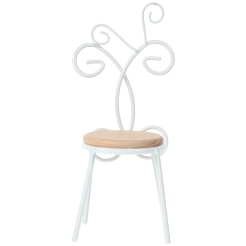 Toddmomy Puppenstuhl Möbel Mini Dekoration Miniatur Stuhl Mikro Landschaft Requisite Mini Stuhl Mini Schlafzimmer Zubehör Stuhl Modell Ornament Stuhl Weiß Eisen von Toddmomy
