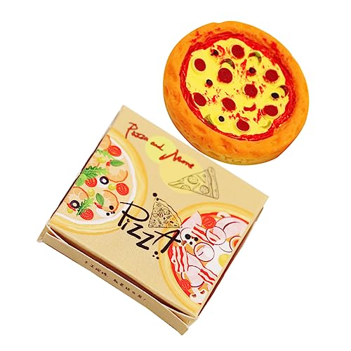 Toddmomy Realistische Mini Pizza im Take Out Box Design Dekorationsspielzeug für Puppenhaus und Küche für Kreative Szenen und Sammler Langlebiges Lehrreiches von Toddmomy