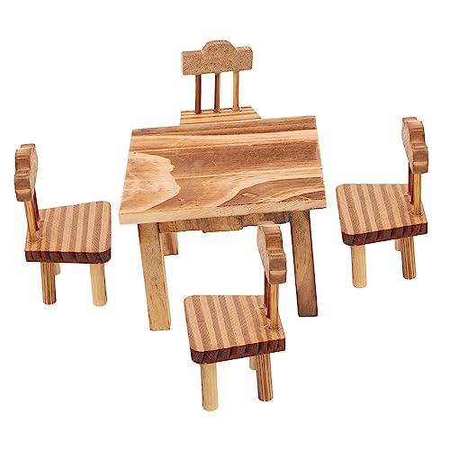 Toddmomy Retro Mini Möbel Set für Puppenhaus Teiliges und Stuhl Einrichtung Holzspielzeug für Kreative Rollenspiele und Kinderzimmer Perfektes für Freunde von Toddmomy